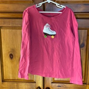 Gymboree Girls Long Sleeve Pink Shirt With Cute Roller Skate
